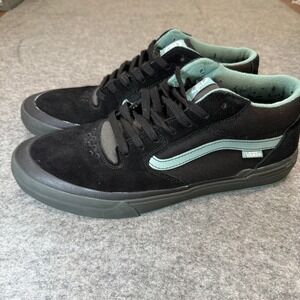 Vans Mens Skate BMX Shoes Black Teal Mid Top Size 12 Wafflecup BMX
